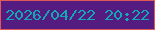 文字の大きさ：4、枠の色：df5957、背景の色：541c81、文字の色：13a8b5 無料ブログパーツのブログ時計
