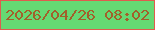 文字の大きさ：1、枠の色：df5c4e、背景の色：65d973、文字の色：a2602b 無料ブログパーツのブログ時計