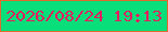 文字の大きさ：2、枠の色：df692e、背景の色：08df7b、文字の色：e21e61 無料ブログパーツのブログ時計
