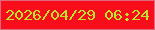 文字の大きさ：3、枠の色：df6a80、背景の色：f80d1b、文字の色：bce32d 無料ブログパーツのブログ時計