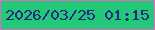 文字の大きさ：4、枠の色：df6dc2、背景の色：23c879、文字の色：22287e 無料ブログパーツのブログ時計