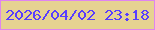 文字の大きさ：2、枠の色：df84ef、背景の色：e6d291、文字の色：573dff 無料ブログパーツのブログ時計