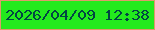 文字の大きさ：2、枠の色：df996b、背景の色：23ea1d、文字の色：014643 無料ブログパーツのブログ時計