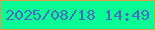 文字の大きさ：5、枠の色：df9b4d、背景の色：07fc96、文字の色：4b6ac0 無料ブログパーツのブログ時計
