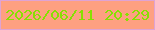 文字の大きさ：1、枠の色：dfa3d4、背景の色：fea081、文字の色：87e002 無料ブログパーツのブログ時計
