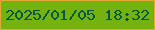 文字の大きさ：2、枠の色：dfaa3b、背景の色：75b20d、文字の色：015748 無料ブログパーツのブログ時計