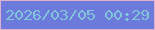 文字の大きさ：5、枠の色：dfafcf、背景の色：6c7adc、文字の色：82c4da 無料ブログパーツのブログ時計