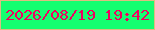文字の大きさ：4、枠の色：dfbc81、背景の色：15fe70、文字の色：f00060 無料ブログパーツのブログ時計