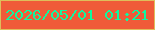 文字の大きさ：4、枠の色：dfbe5b、背景の色：f05b39、文字の色：0ff8a0 無料ブログパーツのブログ時計