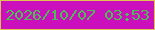 文字の大きさ：5、枠の色：dfc251、背景の色：cb0fbd、文字の色：4bbf54 無料ブログパーツのブログ時計