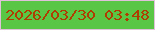 文字の大きさ：2、枠の色：dfc2d9、背景の色：5ac645、文字の色：af3d01 無料ブログパーツのブログ時計