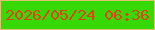文字の大きさ：1、枠の色：dfc371、背景の色：36d805、文字の色：e5400f 無料ブログパーツのブログ時計