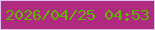 文字の大きさ：5、枠の色：dfc3ec、背景の色：b02a80、文字の色：61b500 無料ブログパーツのブログ時計