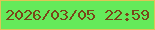 文字の大きさ：2、枠の色：dfc556、背景の色：65ea5a、文字の色：794619 無料ブログパーツのブログ時計