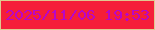 文字の大きさ：1、枠の色：dfc88f、背景の色：f51e39、文字の色：b806c8 無料ブログパーツのブログ時計