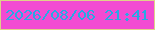 文字の大きさ：5、枠の色：dfd189、背景の色：f24bd2、文字の色：28a9e4 無料ブログパーツのブログ時計