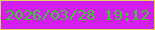 文字の大きさ：5、枠の色：dfd360、背景の色：d31fee、文字の色：3ccb2c 無料ブログパーツのブログ時計