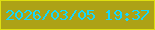 文字の大きさ：3、枠の色：dfdf11、背景の色：ada216、文字の色：13d8fe 無料ブログパーツのブログ時計