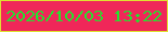 文字の大きさ：3、枠の色：dfe031、背景の色：f02759、文字の色：27df2f 無料ブログパーツのブログ時計