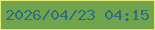 文字の大きさ：4、枠の色：dfe97c、背景の色：72a44d、文字の色：2b6f80 無料ブログパーツのブログ時計