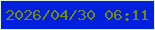 文字の大きさ：2、枠の色：dff0da、背景の色：0120dd、文字の色：748910 無料ブログパーツのブログ時計