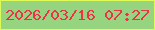 文字の大きさ：1、枠の色：dffb56、背景の色：97d47f、文字の色：ed3348 無料ブログパーツのブログ時計