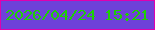 文字の大きさ：2、枠の色：e000af、背景の色：6e41d9、文字の色：1ecf05 無料ブログパーツのブログ時計
