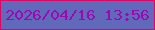 文字の大きさ：1、枠の色：e00562、背景の色：6069ba、文字の色：9c08b1 無料ブログパーツのブログ時計