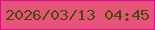 文字の大きさ：4、枠の色：e0059e、背景の色：e65578、文字の色：4a490d 無料ブログパーツのブログ時計