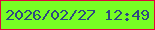 文字の大きさ：1、枠の色：e0063c、背景の色：77fe24、文字の色：2e4981 無料ブログパーツのブログ時計