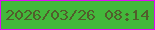 文字の大きさ：1、枠の色：e00bf4、背景の色：43b83b、文字の色：515e2c 無料ブログパーツのブログ時計