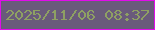 文字の大きさ：4、枠の色：e00cea、背景の色：695a7b、文字の色：8ea063 無料ブログパーツのブログ時計