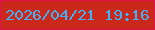 文字の大きさ：5、枠の色：e0104e、背景の色：cb281c、文字の色：40b1f9 無料ブログパーツのブログ時計