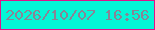 文字の大きさ：4、枠の色：e0128a、背景の色：04f6d6、文字の色：888496 無料ブログパーツのブログ時計