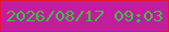 文字の大きさ：5、枠の色：e0153b、背景の色：c11d9d、文字の色：38c04a 無料ブログパーツのブログ時計