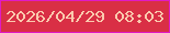 文字の大きさ：3、枠の色：e01ac5、背景の色：d92f45、文字の色：facaae 無料ブログパーツのブログ時計