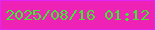 文字の大きさ：5、枠の色：e025fb、背景の色：ee22b4、文字の色：41e831 無料ブログパーツのブログ時計
