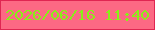 文字の大きさ：5、枠の色：e02652、背景の色：fc6984、文字の色：88ef18 無料ブログパーツのブログ時計