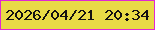 文字の大きさ：1、枠の色：e029d3、背景の色：e9db46、文字の色：151212 無料ブログパーツのブログ時計