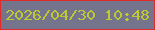 文字の大きさ：5、枠の色：e02c2b、背景の色：74748d、文字の色：bfc834 無料ブログパーツのブログ時計