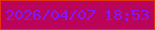文字の大きさ：2、枠の色：e03112、背景の色：ba045a、文字の色：8319f6 無料ブログパーツのブログ時計