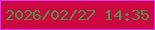 文字の大きさ：1、枠の色：e031fe、背景の色：cd0840、文字の色：4b954a 無料ブログパーツのブログ時計