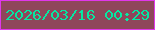 文字の大きさ：4、枠の色：e037ec、背景の色：8f465b、文字の色：05e8a2 無料ブログパーツのブログ時計