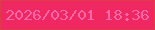 文字の大きさ：1、枠の色：e03b48、背景の色：ef2862、文字の色：fa68aa 無料ブログパーツのブログ時計