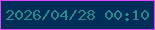文字の大きさ：1、枠の色：e046fd、背景の色：012d59、文字の色：288b8a 無料ブログパーツのブログ時計