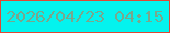 文字の大きさ：1、枠の色：e04734、背景の色：04f3ee、文字の色：78a88d 無料ブログパーツのブログ時計