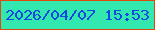文字の大きさ：5、枠の色：e0480c、背景の色：32e8af、文字の色：1248dd 無料ブログパーツのブログ時計