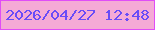 文字の大きさ：2、枠の色：e04df7、背景の色：f5aad6、文字の色：694cf7 無料ブログパーツのブログ時計