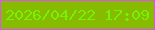 文字の大きさ：4、枠の色：e04efd、背景の色：86bb02、文字の色：76f203 無料ブログパーツのブログ時計