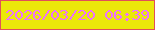 文字の大きさ：3、枠の色：e05059、背景の色：ebe80a、文字の色：ed72fc 無料ブログパーツのブログ時計